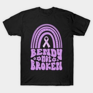 Ehlers-Danlos Syndrome Awareness Ribbon: Bendy Not Broken Purple Boho Rainbow T-Shirt